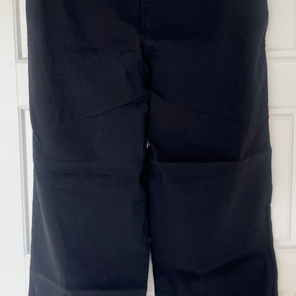 Theory Linen Blend Wide Leg Crop Pants Black‎ Womens Size 2 Drawstring - Picture 2 of 7